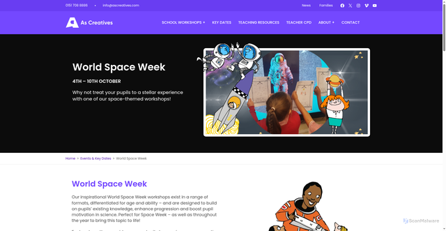 Security scan screenshot of https://www.ascreatives.com/space-week/