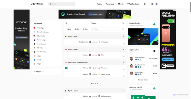 Security scan screenshot of https://fotmob.com