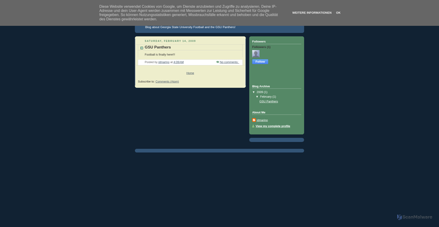 Security scan screenshot of http://www.gsupanthers.com/