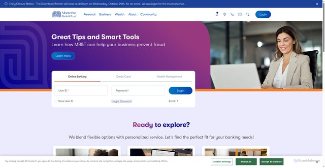 Security scan screenshot of https://montecito.bank/
