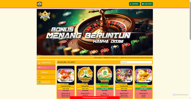 Security scan screenshot of https://rtproyal389-2.pages.dev/pgsoft