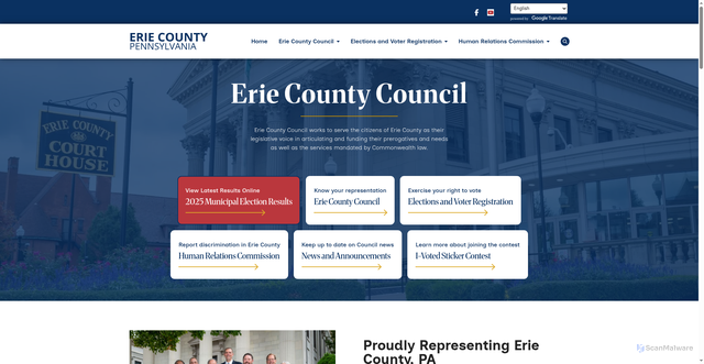 Security scan screenshot of https://eriecountycouncilpa.gov/