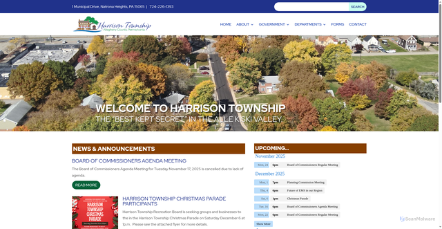 Security scan screenshot of https://harrisontwp-pa.gov/