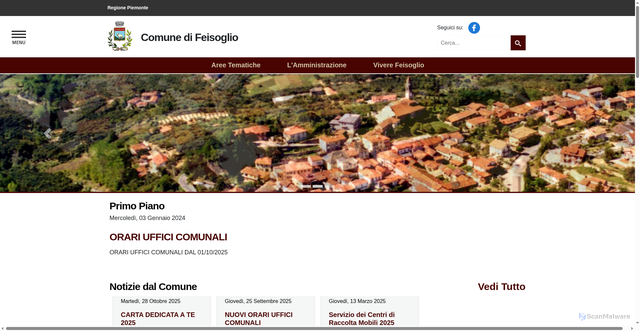 Security scan screenshot of https://www.comune.feisoglio.cn.it/