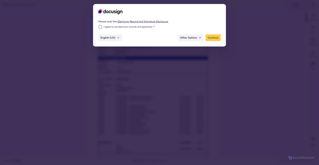 Security scan screenshot of https://s.docusign.net/1I9w34hntjJSY3inM6AFVEC