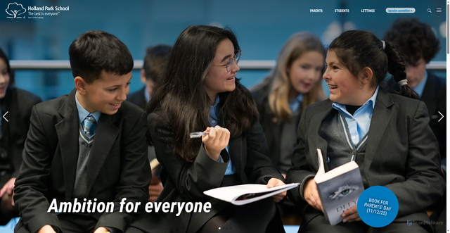 Security scan screenshot of https://www.hollandparkschool.co.uk/