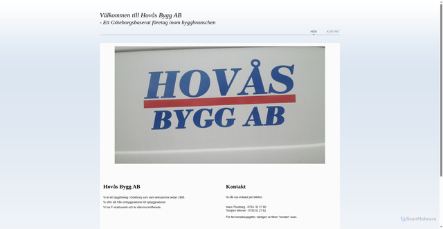 Security scan screenshot of https://hovasbygg.se