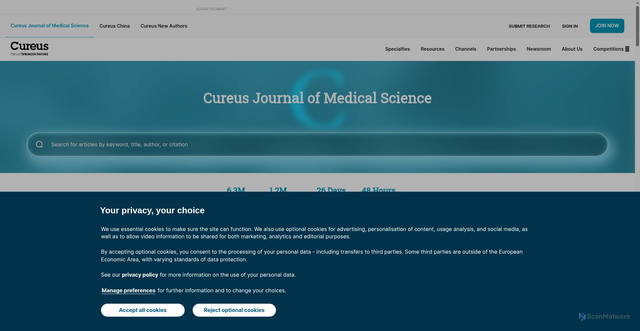 Security scan screenshot of https://www.cureus.com