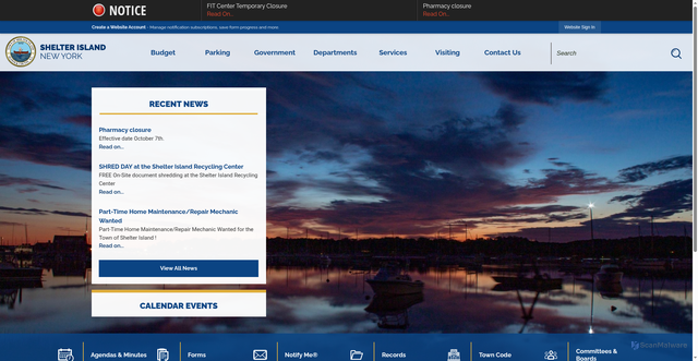 Security scan screenshot of https://shelterislandtown.gov/