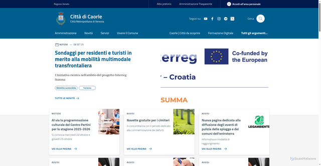 Security scan screenshot of https://www.comune.caorle.ve.it/?area=1&menu=127&page=559
