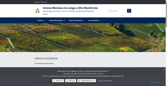 Security scan screenshot of https://www.unionetralangaealtomonferrato.it/it-it/home
