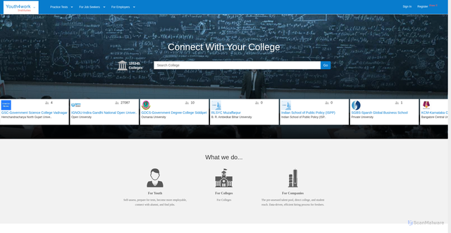 Security scan screenshot of https://www.university.youth4work.com