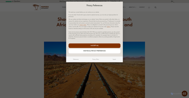 Security scan screenshot of https://www.namibiaexperience.com/blog/namibia-or-south-africa/