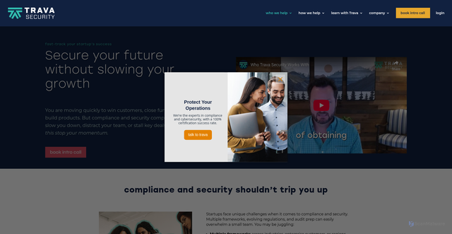 Security scan screenshot of https://travasecurity.com/startups/