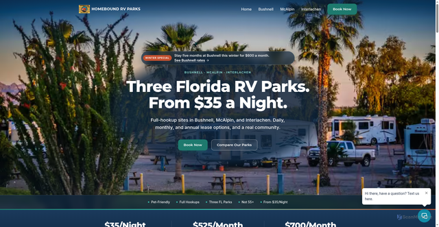Security scan screenshot of https://homeboundrvparks.com/