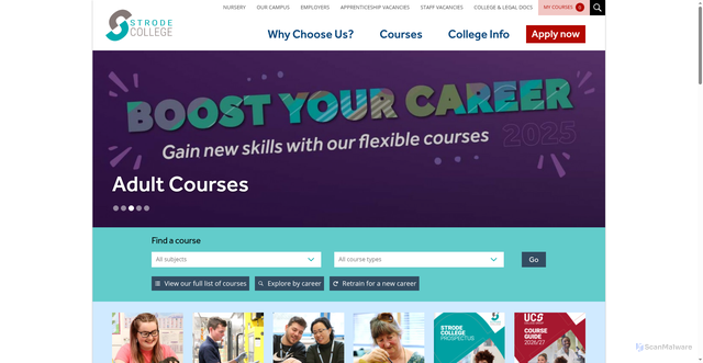 Security scan screenshot of http://www.strode-college.ac.uk/
