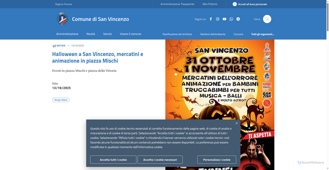 Security scan screenshot of https://www.comune.sanvincenzo.li.it/