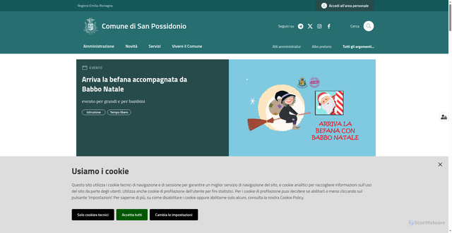 Security scan screenshot of https://www.comune.sanpossidonio.mo.it/