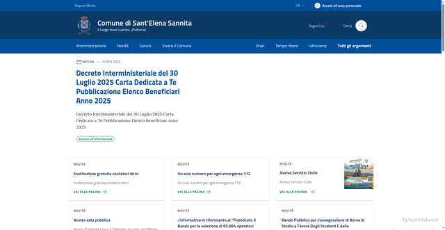 Security scan screenshot of https://www.comune.santelenasannita.is.it