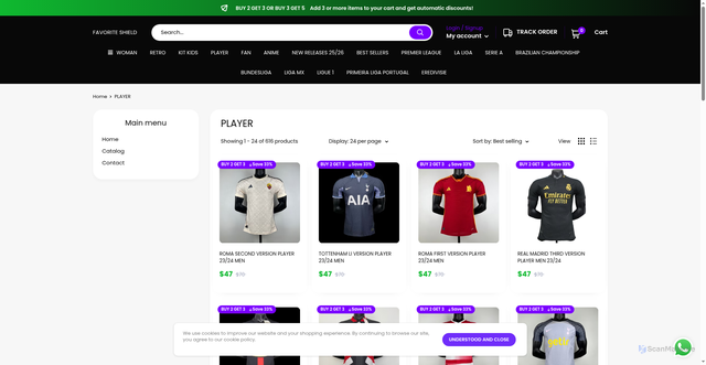 Security scan screenshot of https://favoriteshield.com/collections/player