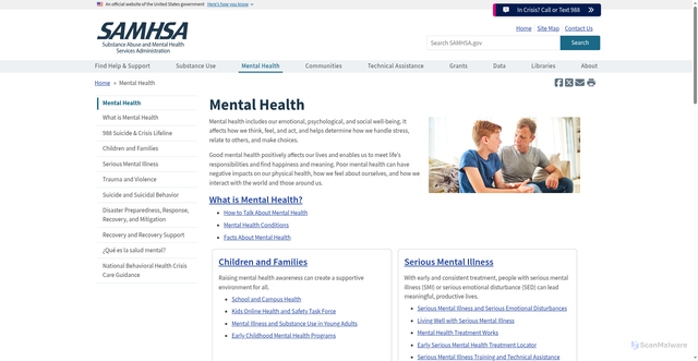 Security scan screenshot of https://www.samhsa.gov/mental-health