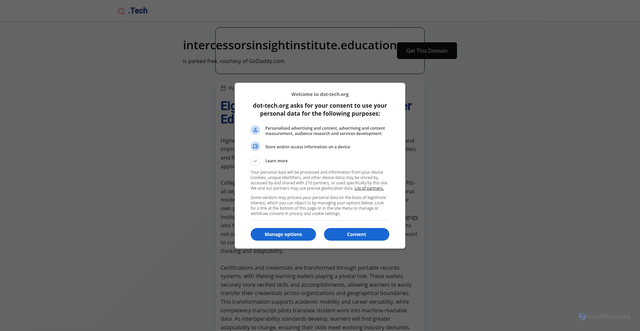 Security scan screenshot of https://intercessorsinsightinstitute.education