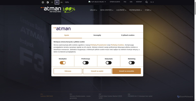 Security scan screenshot of https://atman.pl/