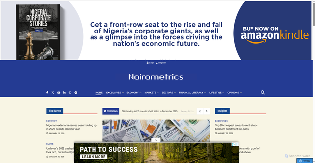 Security scan screenshot of https://nairametrics.com