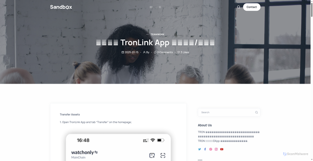 Security scan screenshot of https://www.tronlink.info/tronlink/252
