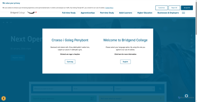 Security scan screenshot of https://www.bridgend.ac.uk/