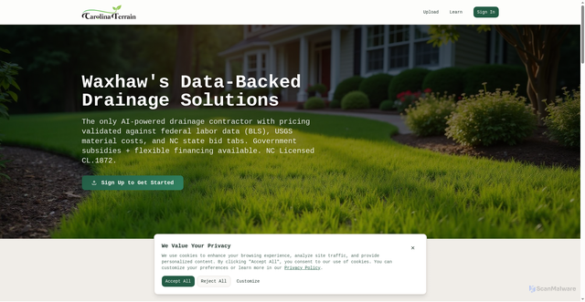 Security scan screenshot of https://terrainvision-ai.com/