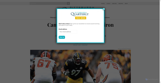 Security scan screenshot of https://pittsburghquarterly.com/articles/cameron-heyward-gridiron-philanthropist/
