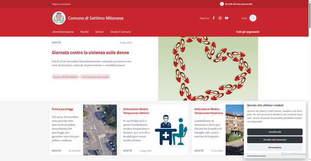 Security scan screenshot of https://comune.settimomilanese.mi.it/
