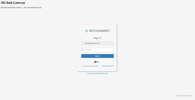 Security scan screenshot of https://yogisandyoginis.com/zeeqwzp.htm#sales@bitcoinsert.com