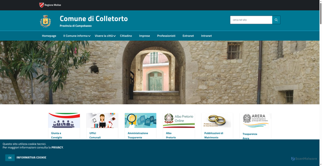 Security scan screenshot of https://www.comune.colletorto.cb.it/hh/index.php
