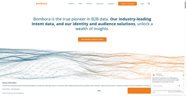 Security scan screenshot of https://bombora.com