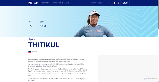 Security scan screenshot of https://www.aigwomensopen.com/players/jeeno-thitikul
