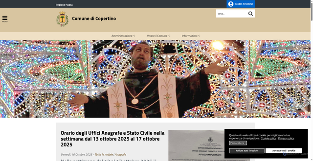 Security scan screenshot of https://www.comune.copertino.le.it/