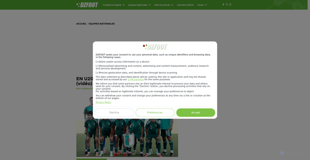 Security scan screenshot of https://www.dzfoot.com/equipes-nationales/en-u20-regardez-maroc-algerie-ici-video-300048.html