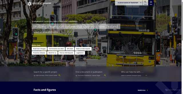 Security scan screenshot of http://www.transport.govt.nz/