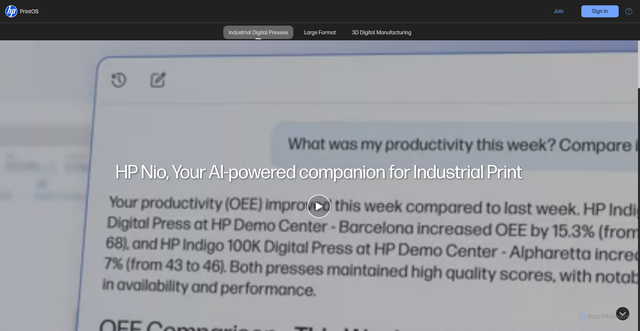 Security scan screenshot of https://hpindigodfe.printos.com