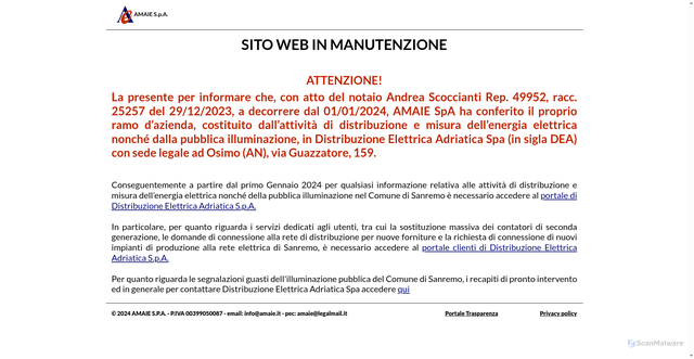 Security scan screenshot of https://www.amaie.it/