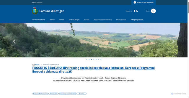 Security scan screenshot of https://www.comune.ottiglio.al.it/