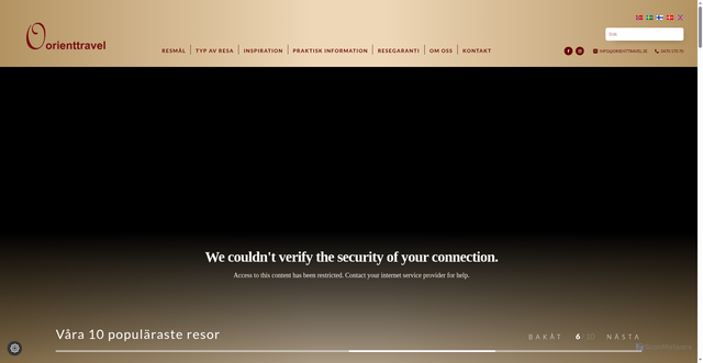 Security scan screenshot of https://orientresor.se