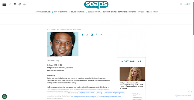 Security scan screenshot of https://soaps.sheknows.com/actors/darius-mccrary/