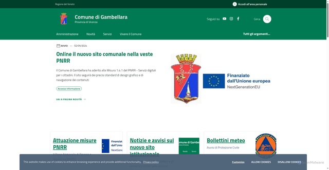 Security scan screenshot of https://www.comune.gambellara.vi.it