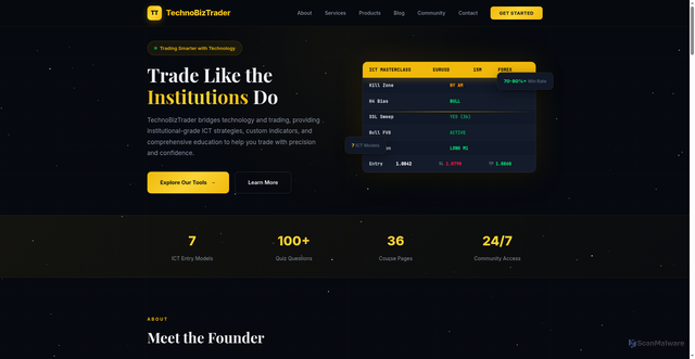 Security scan screenshot of https://technobiztrader.net/