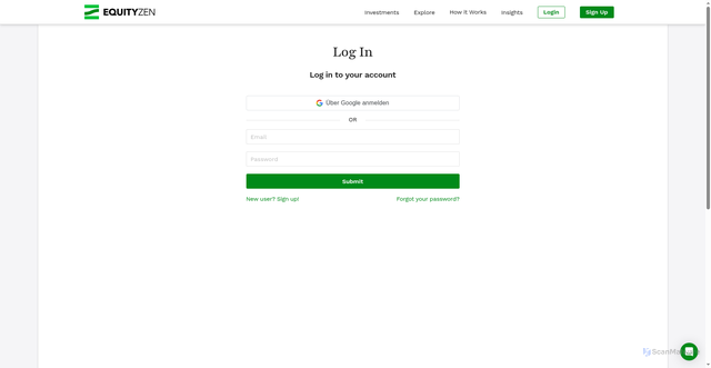 Security scan screenshot of https://equityzen.com/accounts/login/