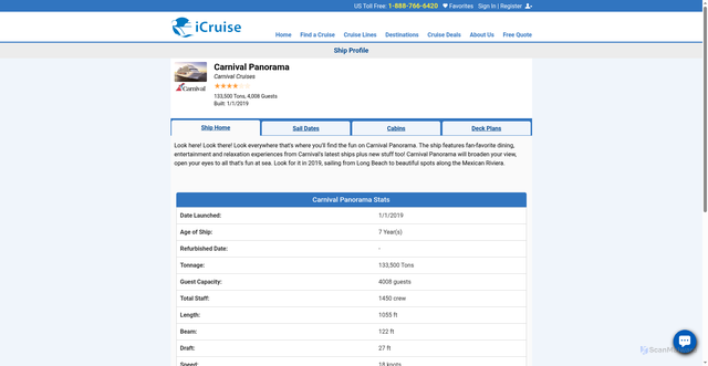 Security scan screenshot of https://m.icruise.com/cm/cruise-ships-profile.php?WMPHShipCode=661