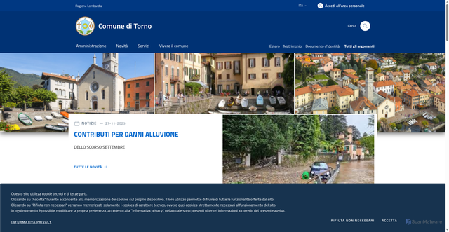 Security scan screenshot of https://www.comune.torno.co.it/